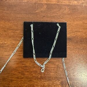 Silver Figaro Chain Necklace with G Pendant from Kay Jewelers